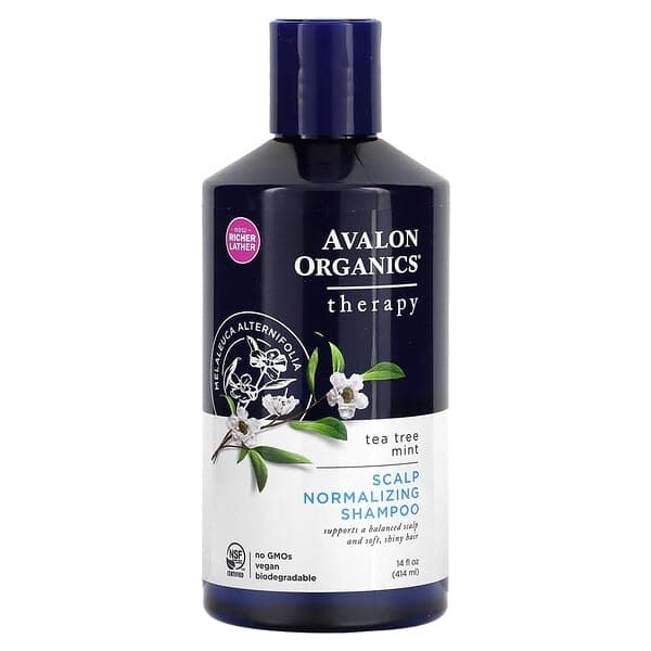 Avalon Organics, 두피 정상화 샴푸, 테라피, 티트리 민트, 414ml(14fl oz)