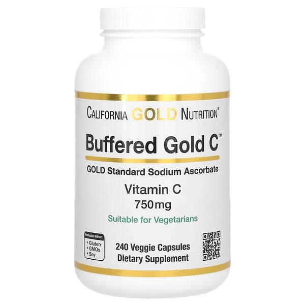 California Gold Nutrition, Buffered Gold C, GOLD Standard 아스코르브산 나트륨(비타민C), 750mg, 베지 캡슐 240정