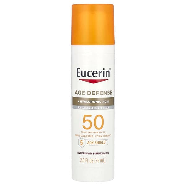 Eucerin, 노화 방지, 얼굴용 가벼운 자외선 차단제 로션, SPF 50, 향료 무함유, 75ml(2.5fl oz)